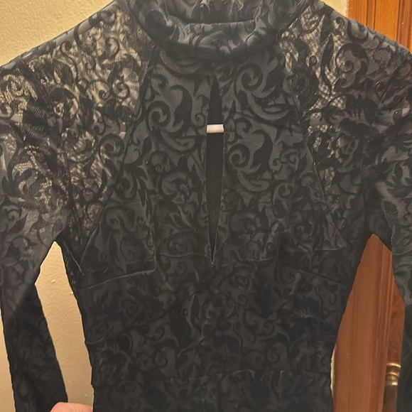 Windsor Black Sheer Patterned Mini Dress - Picture 4 of 6